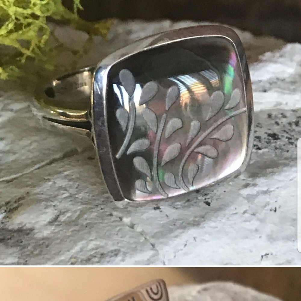Silpada Sterling Silver Iridescent Etched Ring